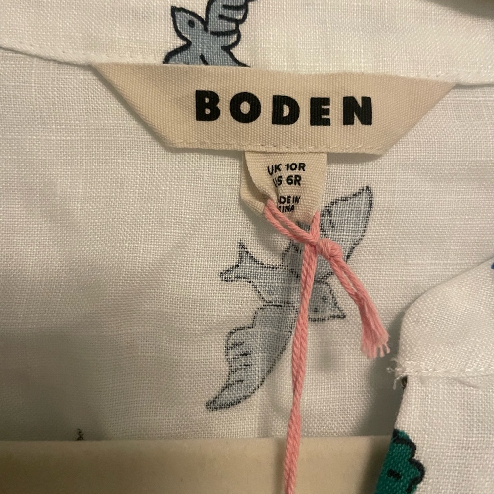 Boden linen dress NWT Cleo tunic dress US 6 Amalfi Italy scenery on ivory linen - Picture 6 of 12